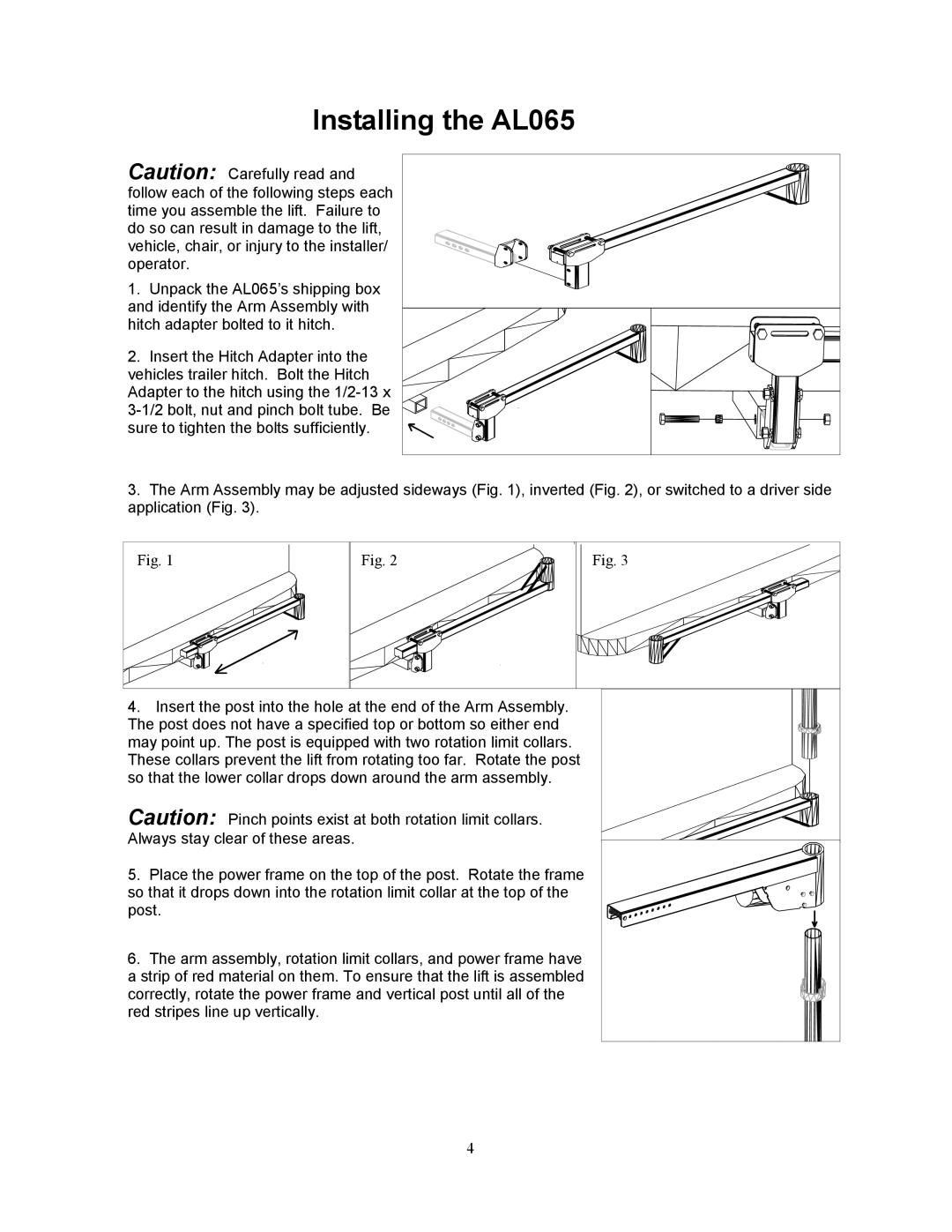 Harmar Mobility manual Installing the AL065 