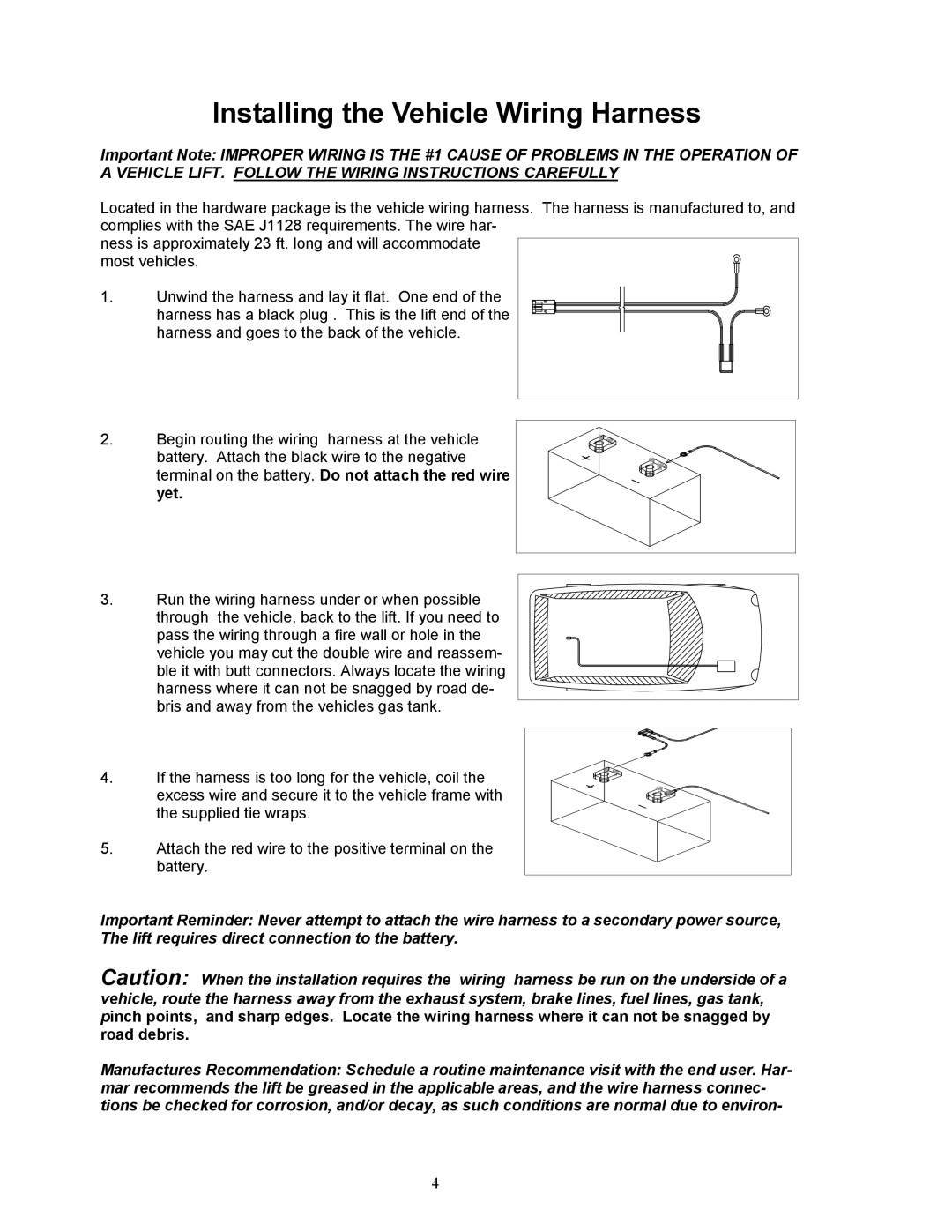 Harmar Mobility AL055, AL400, AL200 manual Installing the Vehicle Wiring Harness 