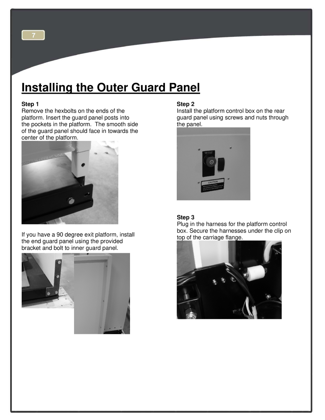 Harmar Mobility RPL400, RPL600 manual Installing the Outer Guard Panel 