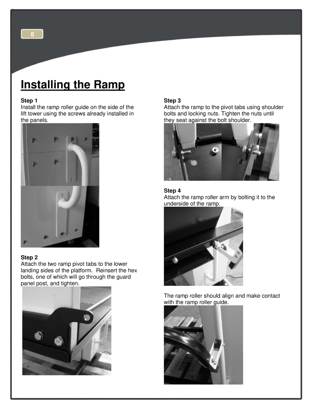 Harmar Mobility RPL600, RPL400 manual Installing the Ramp 