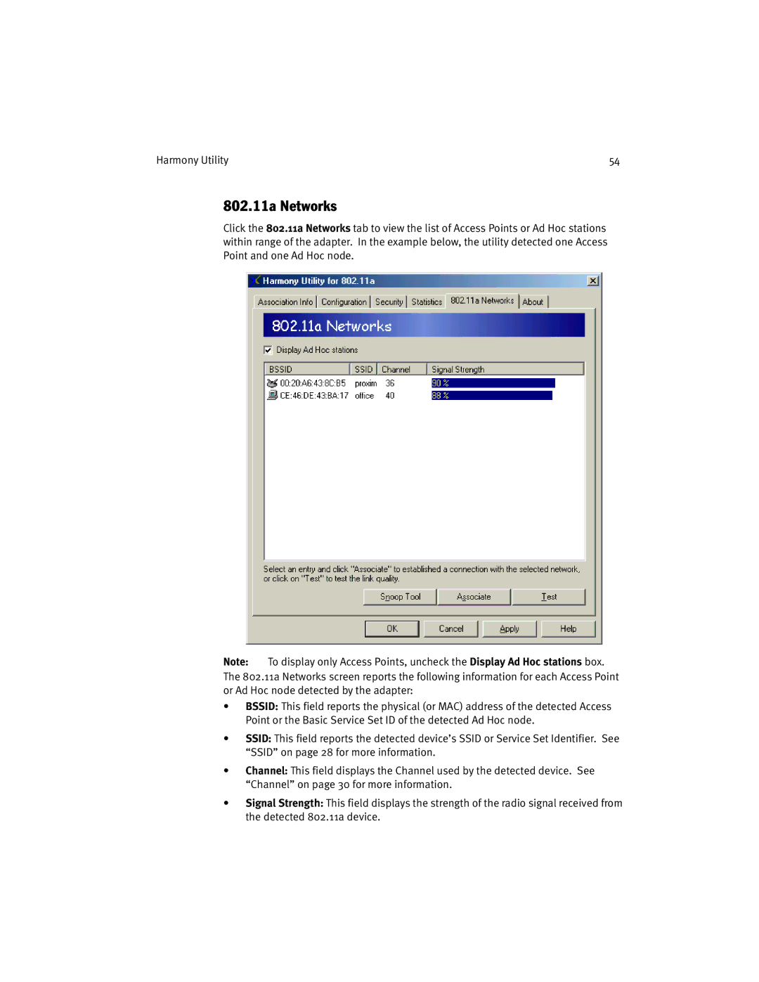 Harmony House manual 802.11a Networks 