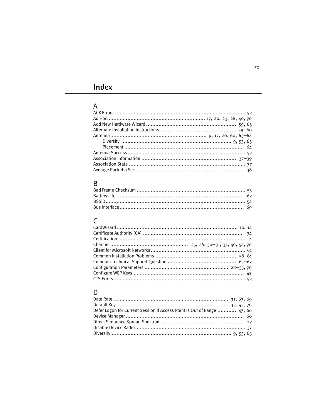 Harmony House 802.11a manual Index 