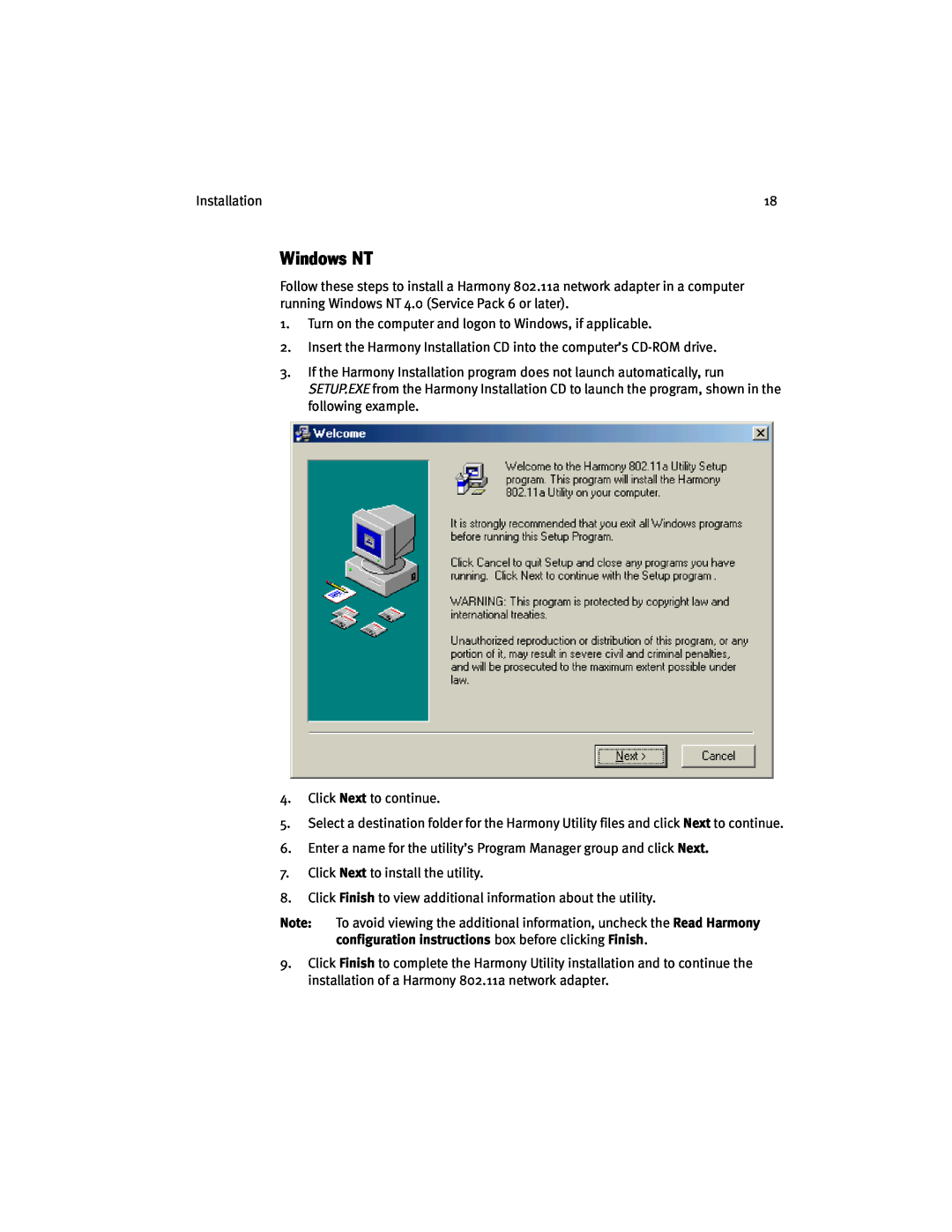 Harmony House 802.11a manual Windows NT 