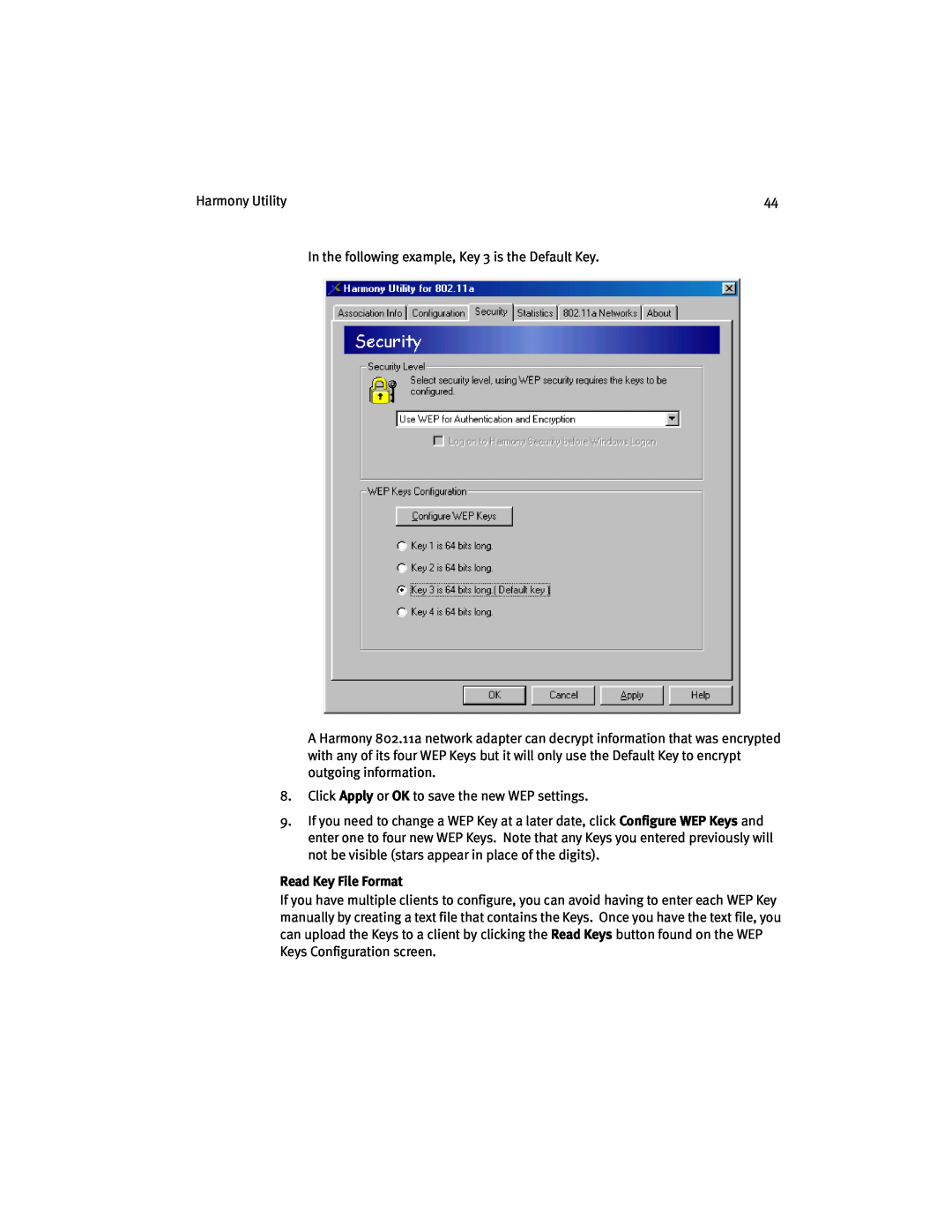 Harmony House 802.11a manual Read Key File Format 