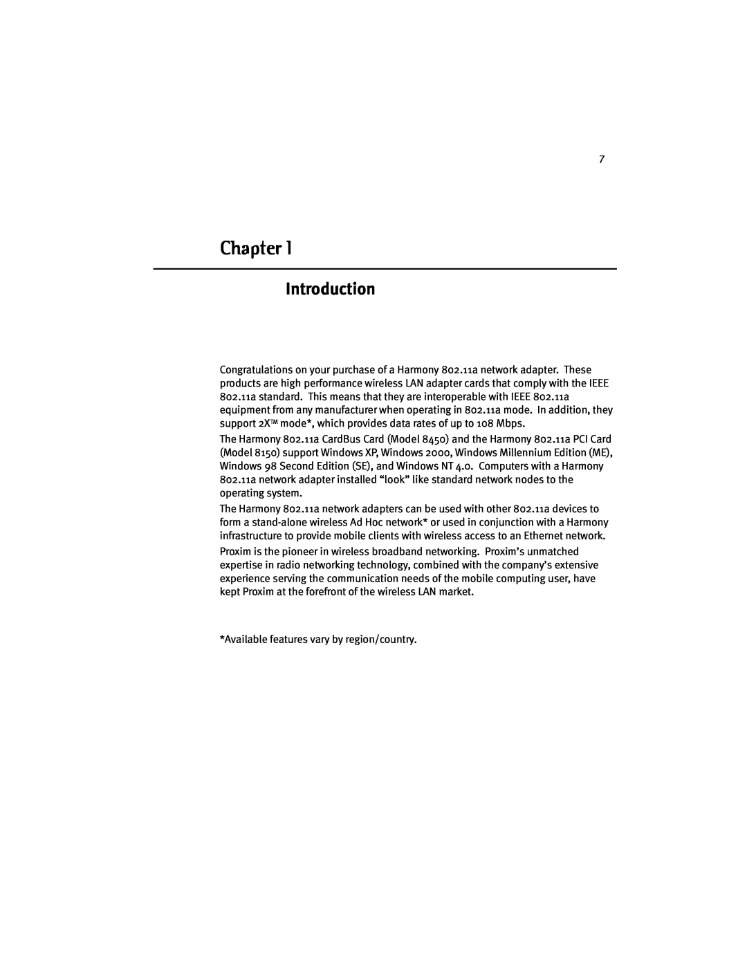 Harmony House 802.11a manual Chapter, Introduction 