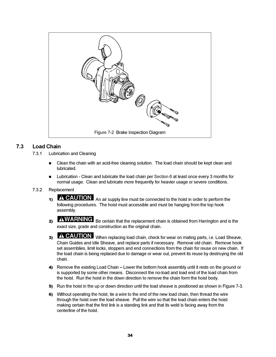 Harrington Hoists TCR owner manual Load Chain, Replacement 