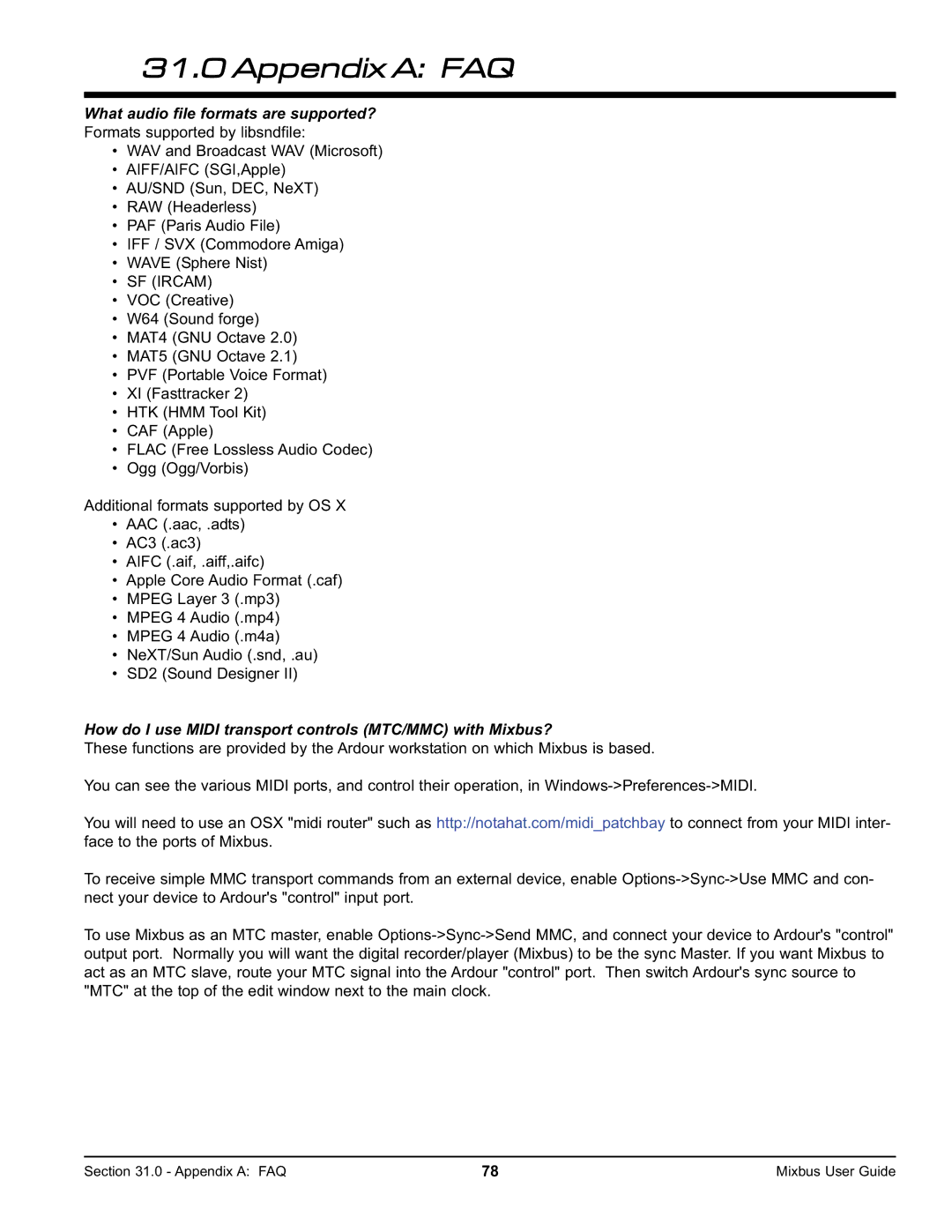 Harrison Labs V2.0.2 What audio file formats are supported?, How do I use Midi transport controls MTC/MMC with Mixbus? 