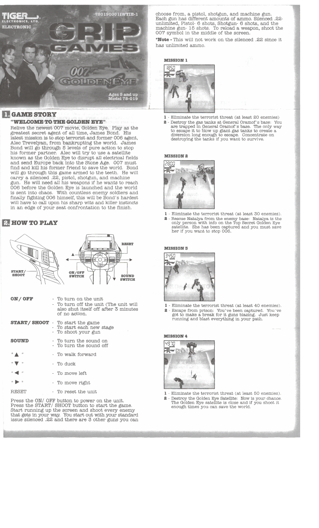 Hasbro 007 Golden Eye manual AoHsloau, M B, T ~ s t ~ i s t o e t o p ~ 8 n d f ~ e r 0 0 6 a g e n t 