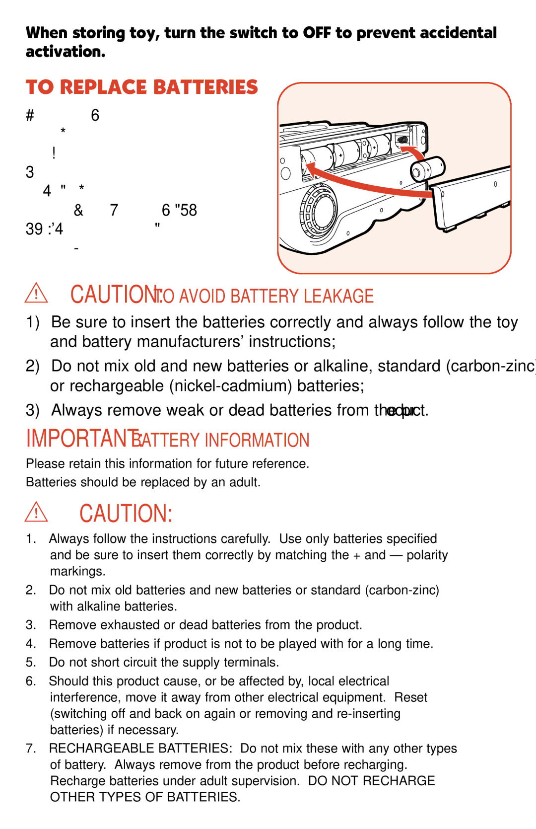 Hasbro 06032 manual To Replace Batteries, Important Battery Information 