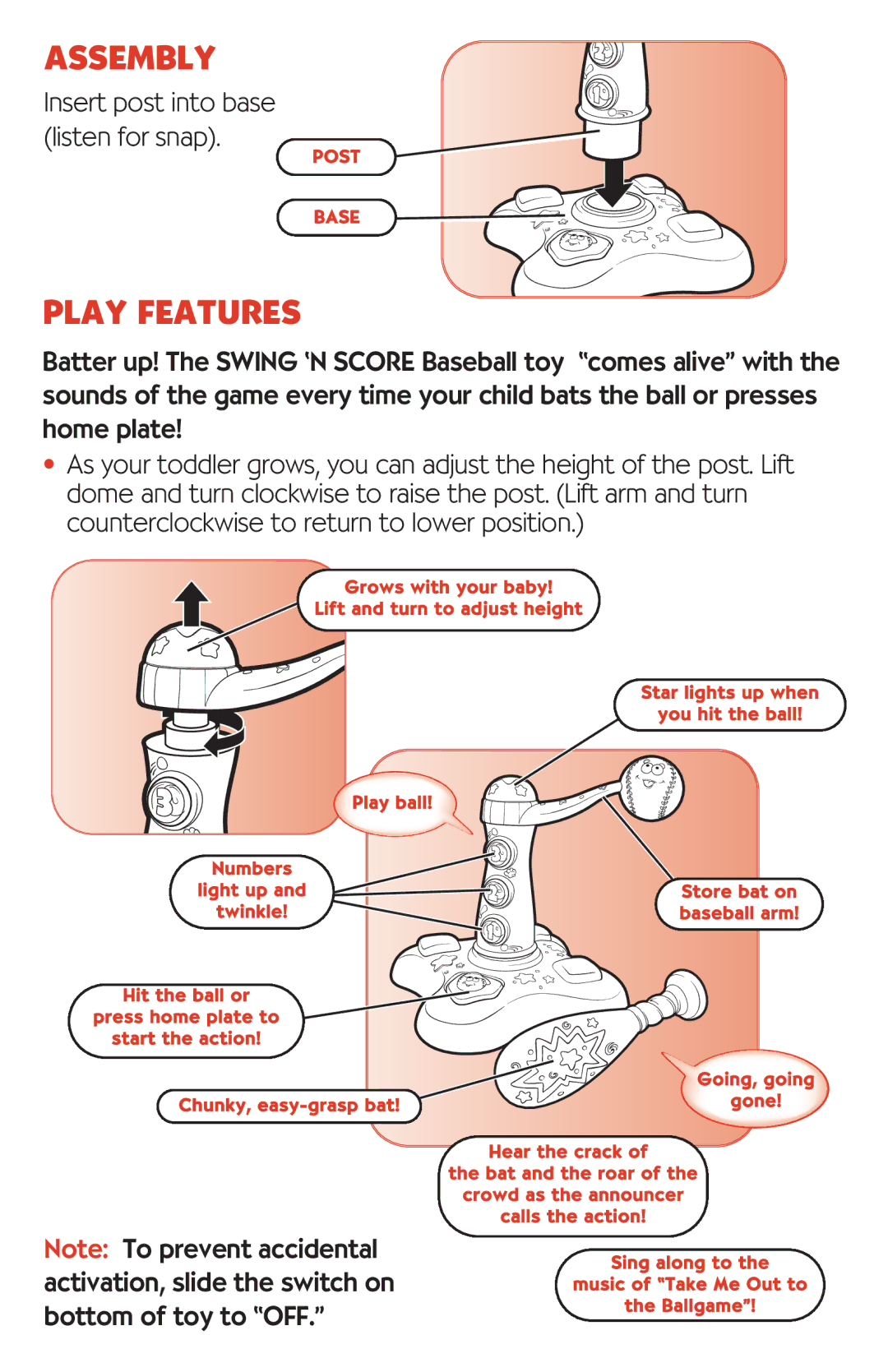 Hasbro 06195 manual Assembly, Play Features 