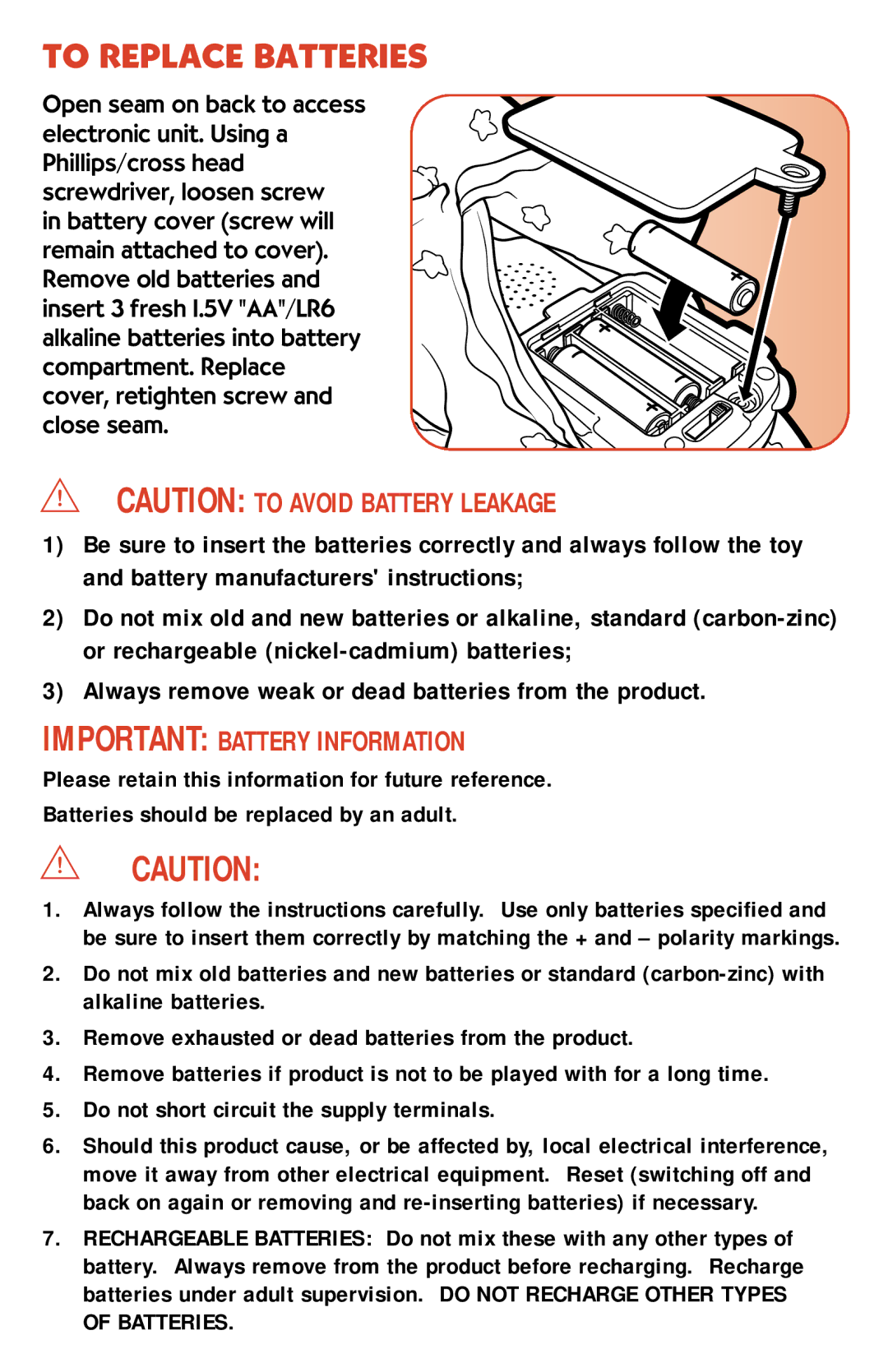 Hasbro 06577 manual To Replace Batteries, Important Battery Information 