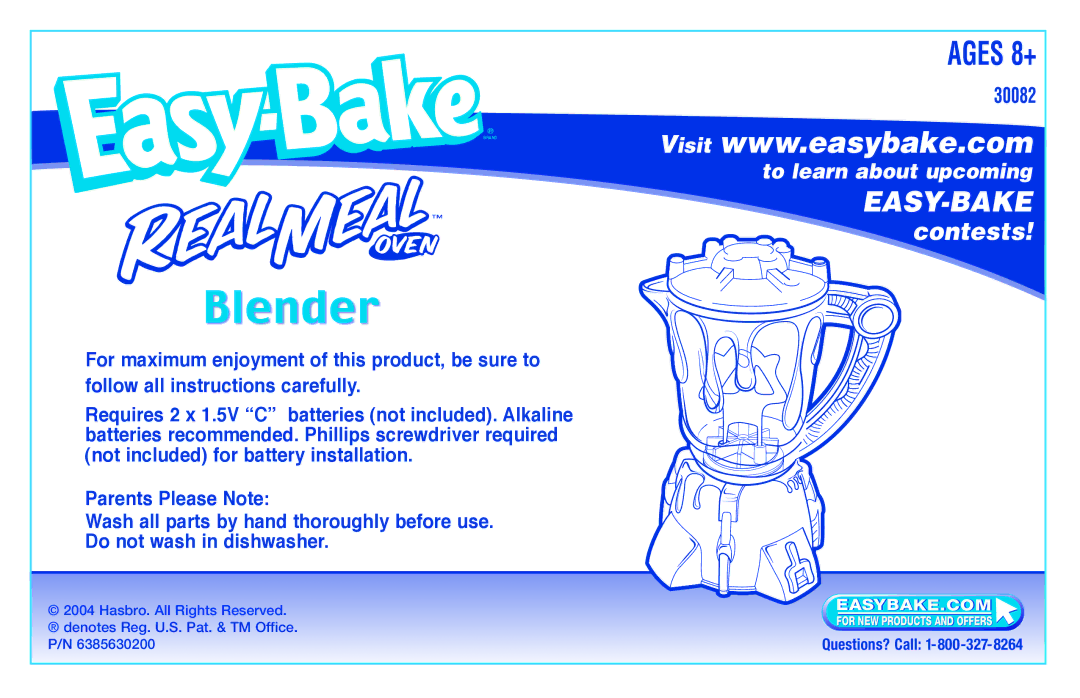 Hasbro 3082 manual Blender, Ages 8+ 