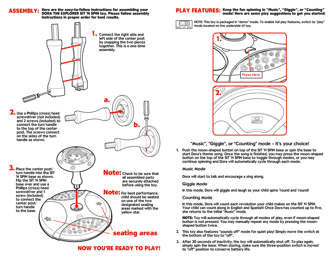 Hasbro 34676 manual NOW YOU’RE Ready to Play, Press Here 