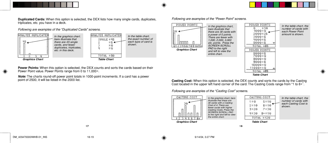 Hasbro 42047 manual Following are examples of the Casting Cost screens 