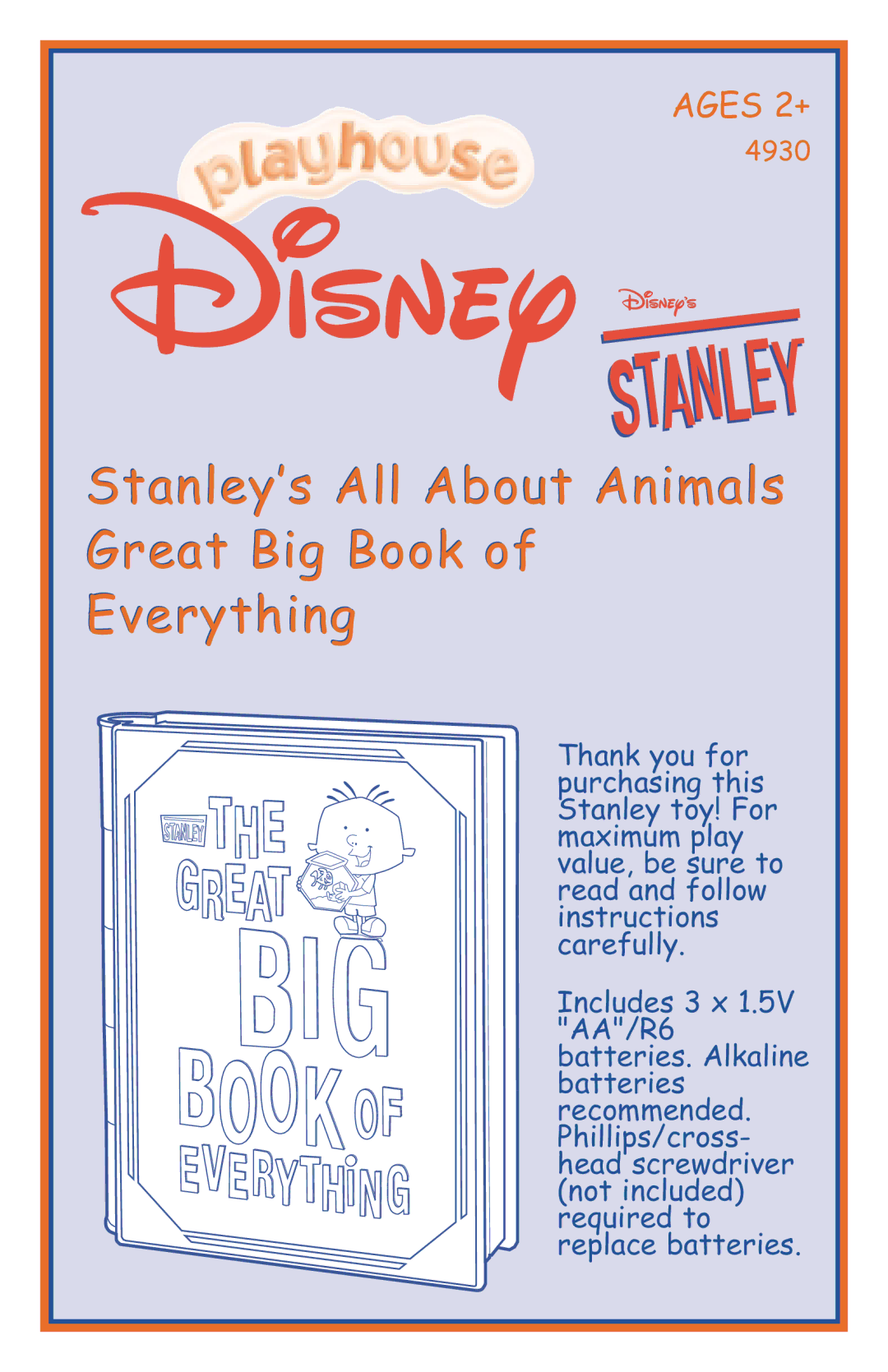 Hasbro 4930 manual Stanley’s All About Animals 