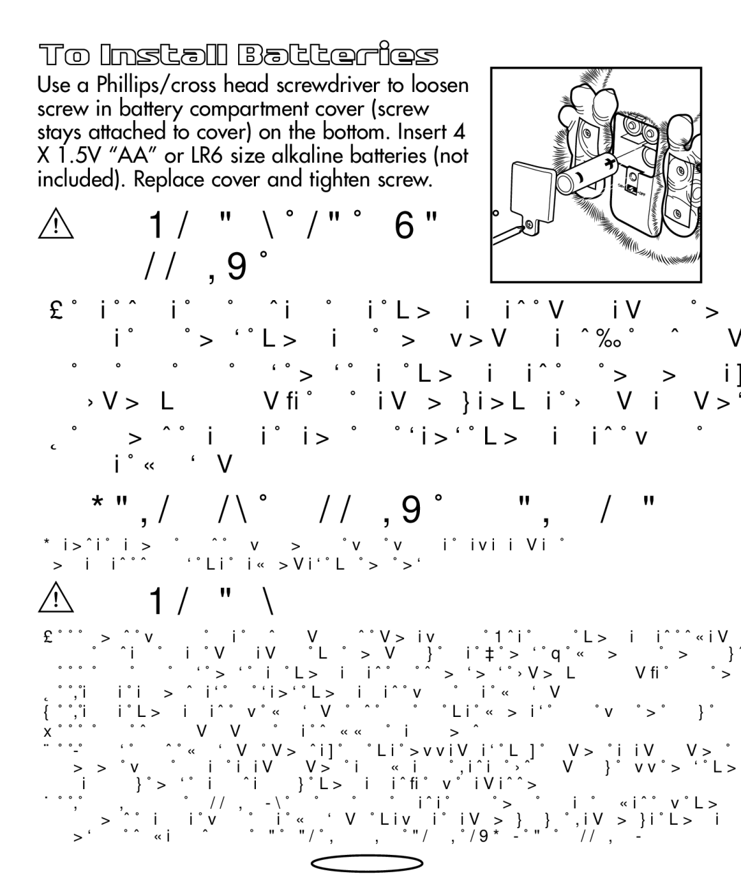 Hasbro 59294 manual Battery Leakage, To Install Batteries 