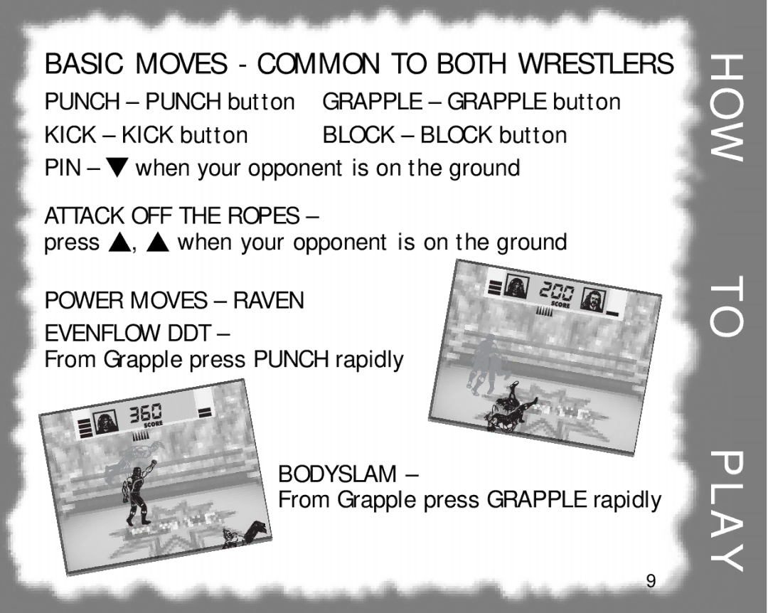 Hasbro 60-051 manual Basic Moves Common to Both Wrestlers 