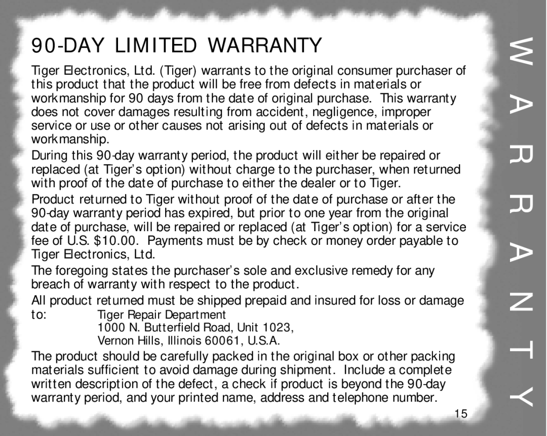 Hasbro 60-052 manual R R a N T Y, DAY Limited Warranty 