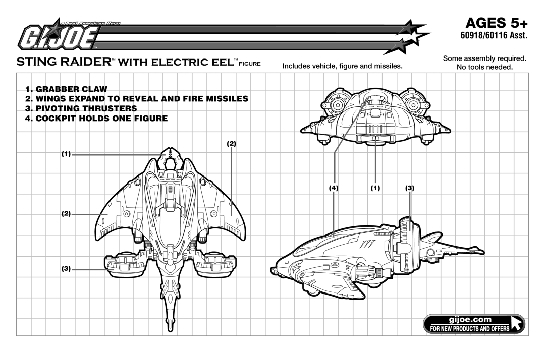 Hasbro 60918/60116 manual Ages 5+, Sting Raider with electric eel Figure 