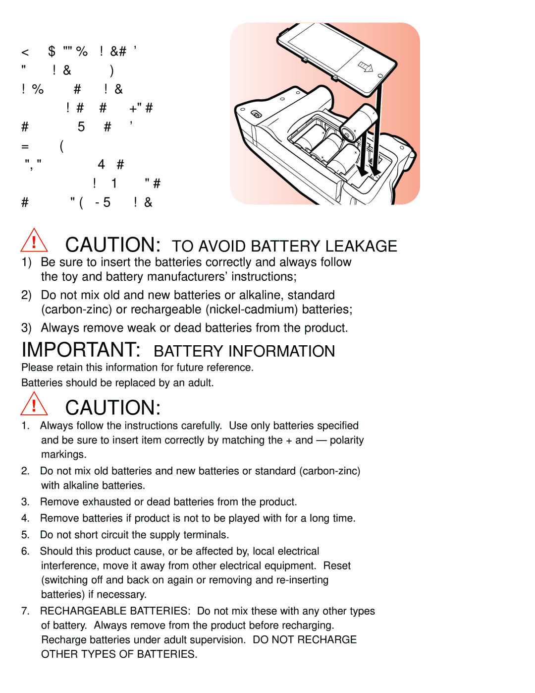 Hasbro 6104 manual To Install Batteries, Important Battery Information 