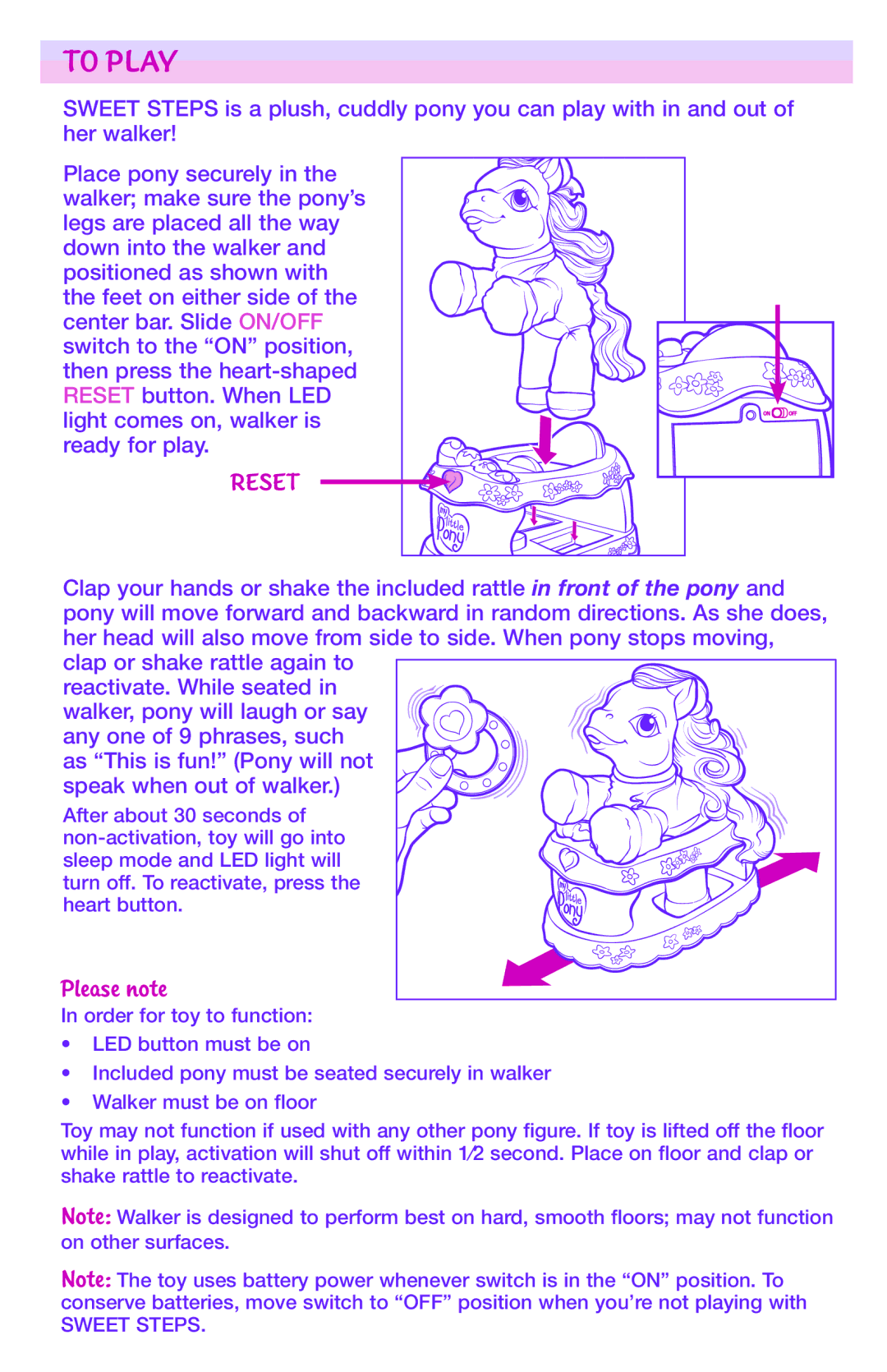 Hasbro 61984 manual To Play, Reset 