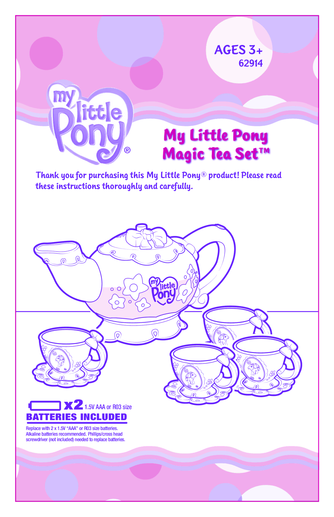 Hasbro 62914 manual My Little Pony Magic Tea Set 