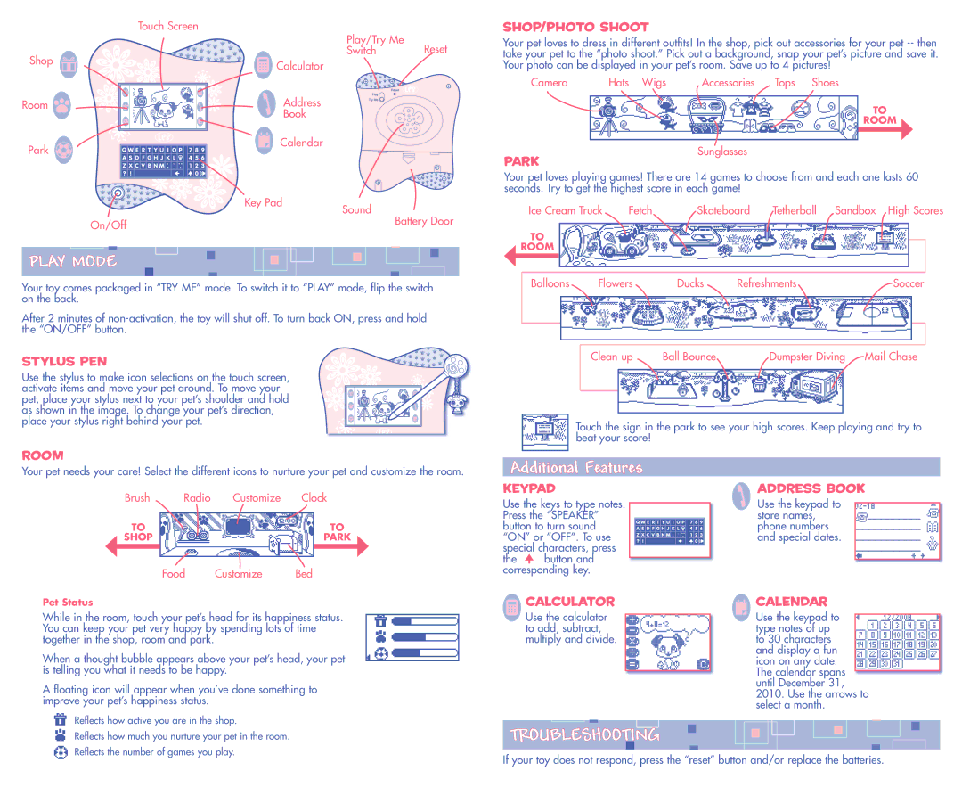 Hasbro 63781/63835 manual Play Mode, Troubleshooting 