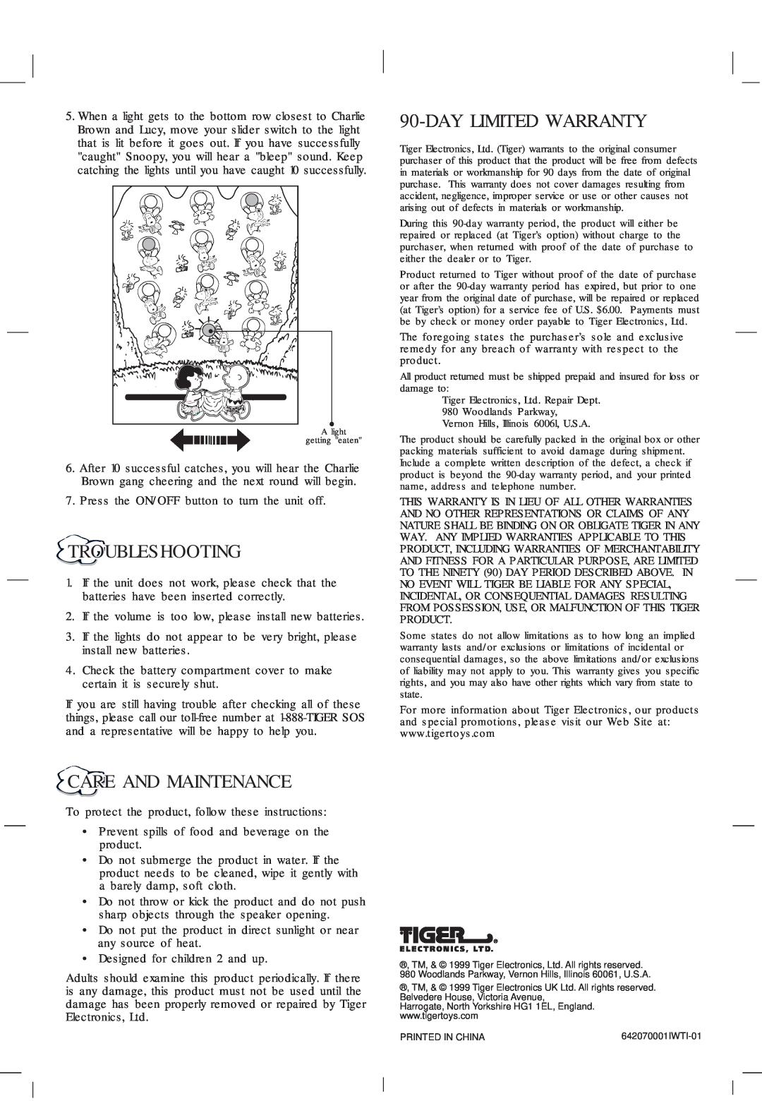Hasbro 64-207 instruction manual Troubleshooting, Day Limited Warranty, Care And Maintenance 