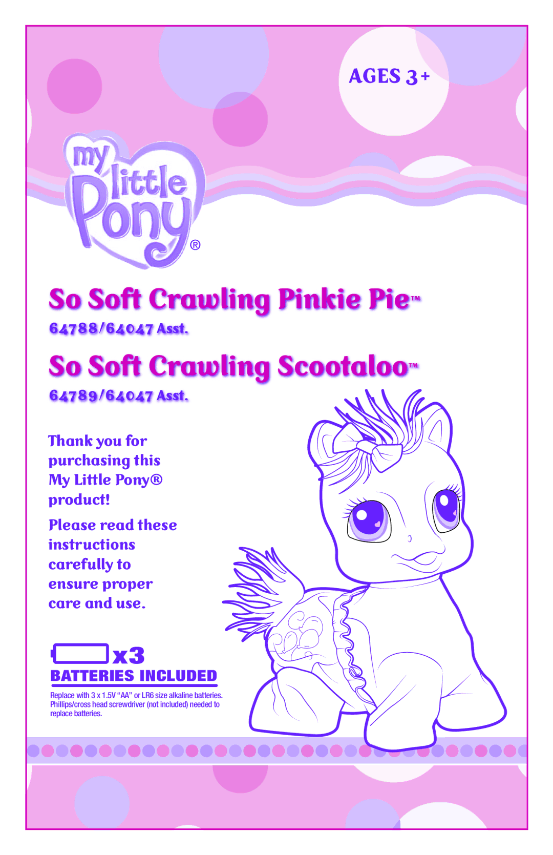 Hasbro 64788/64047 manual So Soft Crawling Pinkie Pie 