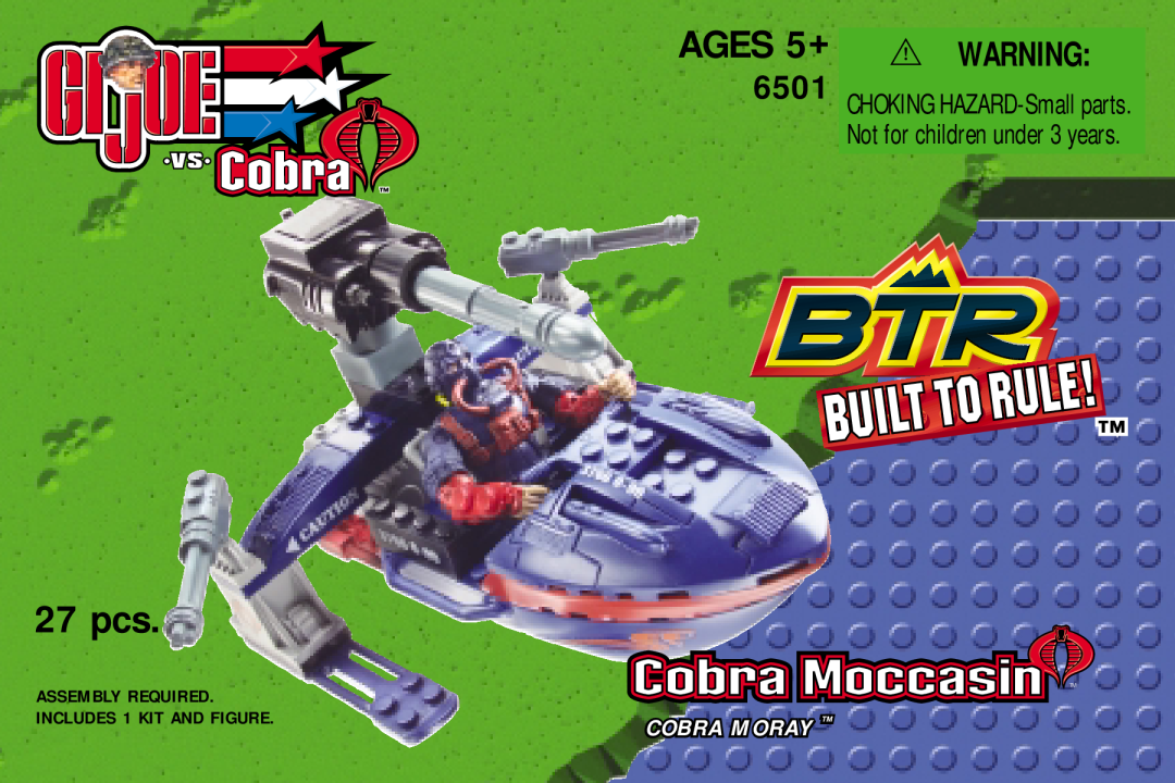 Hasbro 6501 manual AGES 5+, 27 pcs, CHOKING HAZARD-Small parts. Not for children under 3 years, Cobra Moray 