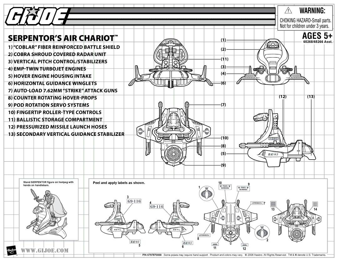 Hasbro 65268/65266 manual SERPENTOR’S AIR Chariot 