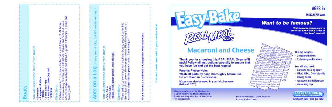 Hasbro 65547 manual Macaroni and Cheese 