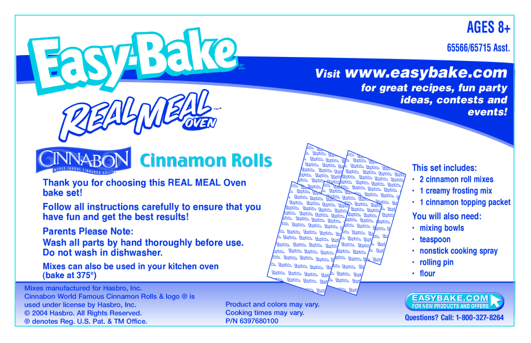 Hasbro 65566/65715 manual Cinnamon Rolls 