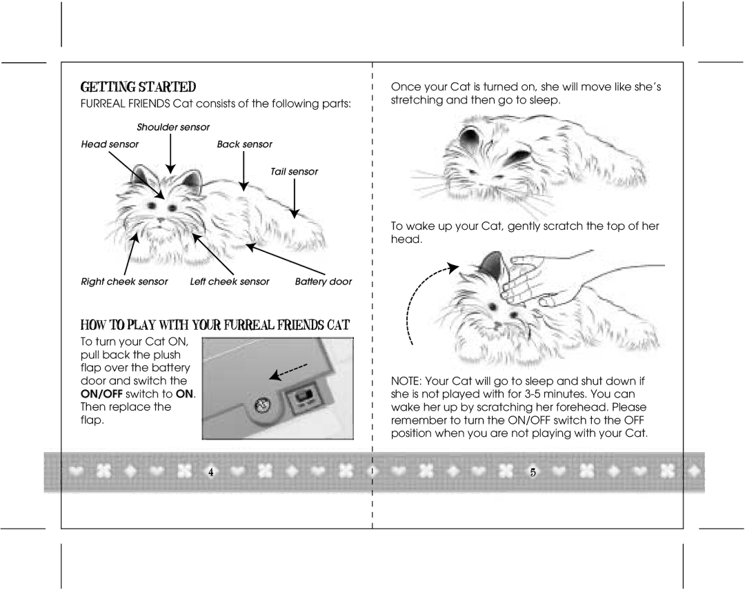 Hasbro 66492 instruction manual Getting Started, HOW to Play with Your Furreal Friends CAT 