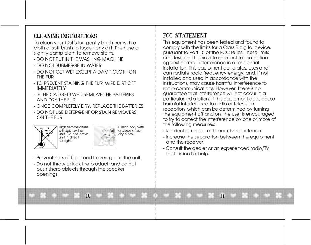 Hasbro 66492 instruction manual Cleaning Instructions, FCC Statement 