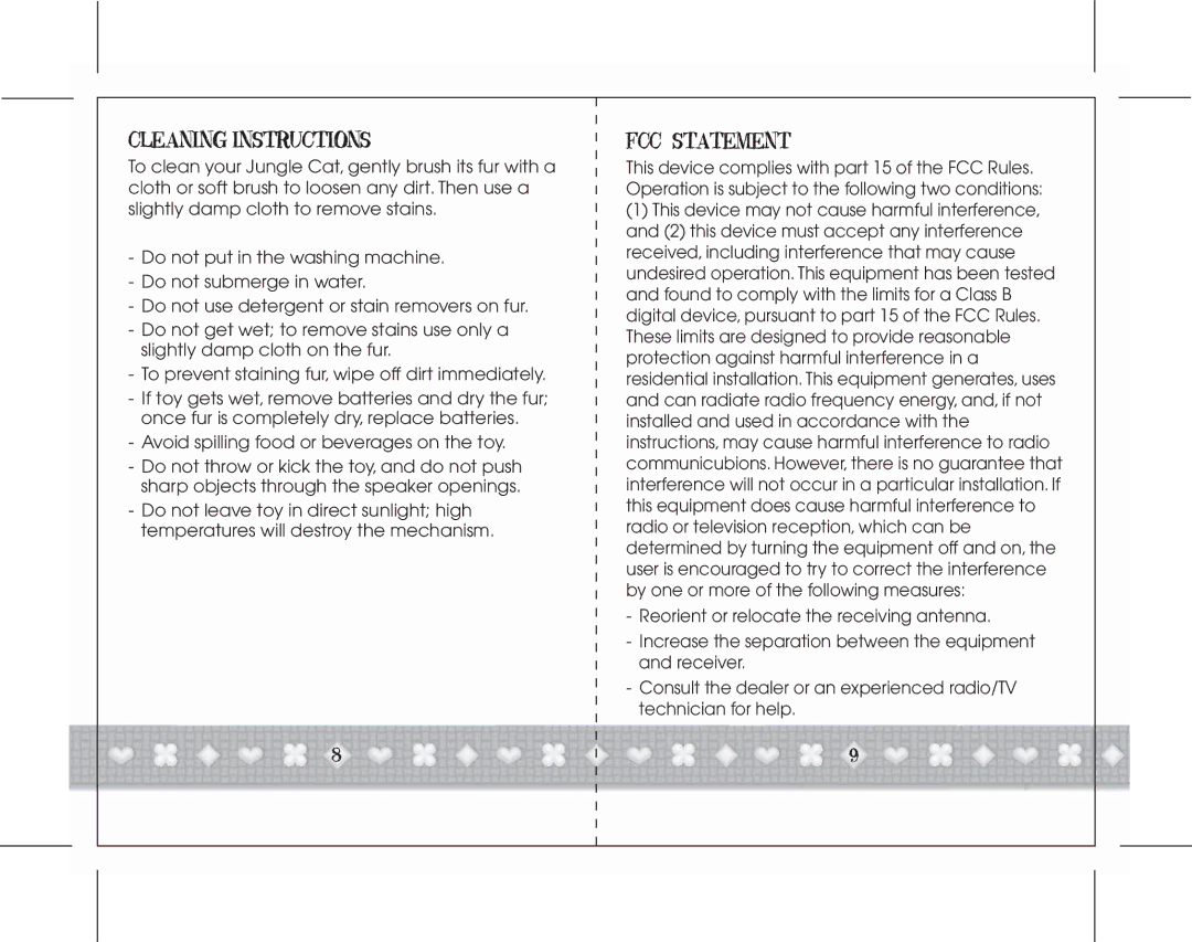 Hasbro 66529 instruction manual Cleaning Instructions, FCC Statement 