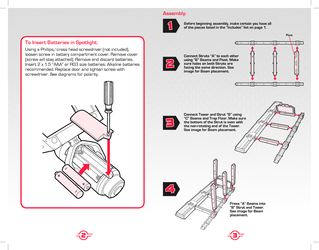 Hasbro 69173 manual Assembly, To Insert Batteries in Spotlight 