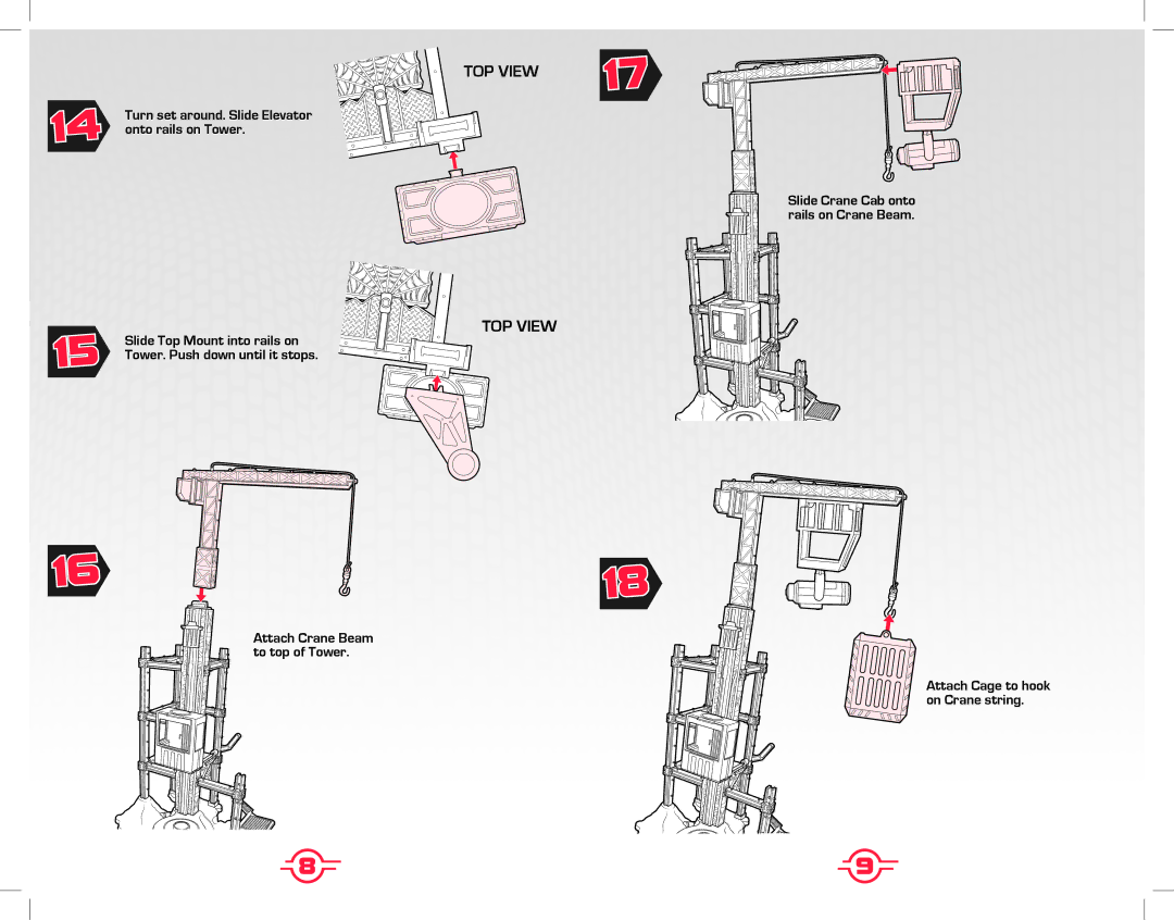 Hasbro 69173 manual Turn set around. Slide Elevator onto rails on Tower 