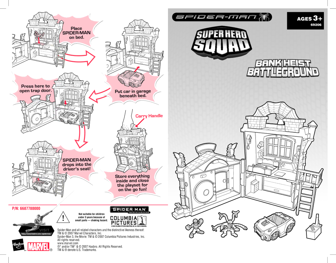 Hasbro 69206 manual Spider-Man, Ages 3+ 