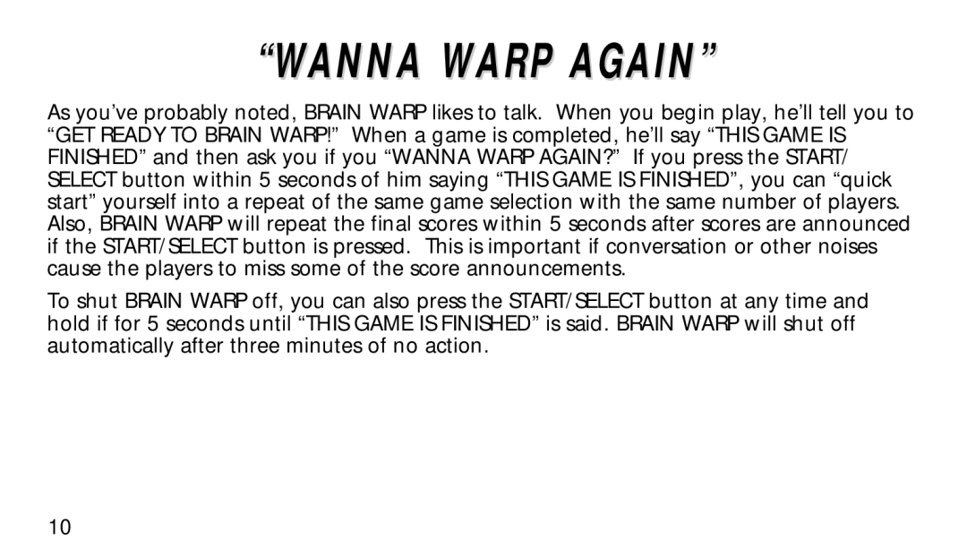 Hasbro 7-579 manual Wanna Warp Again 