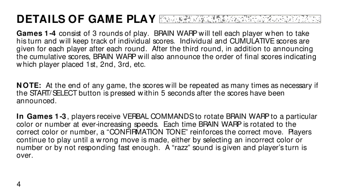 Hasbro 7-579 manual Details of Game Play 