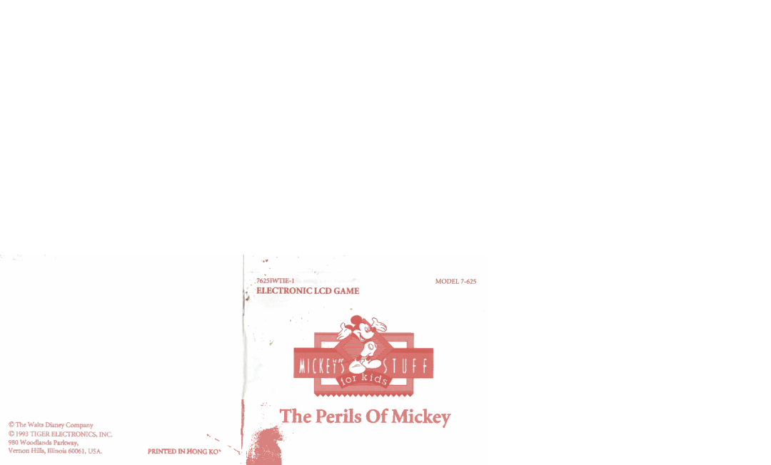 Hasbro 7-625 manual Perils Of Mickey 