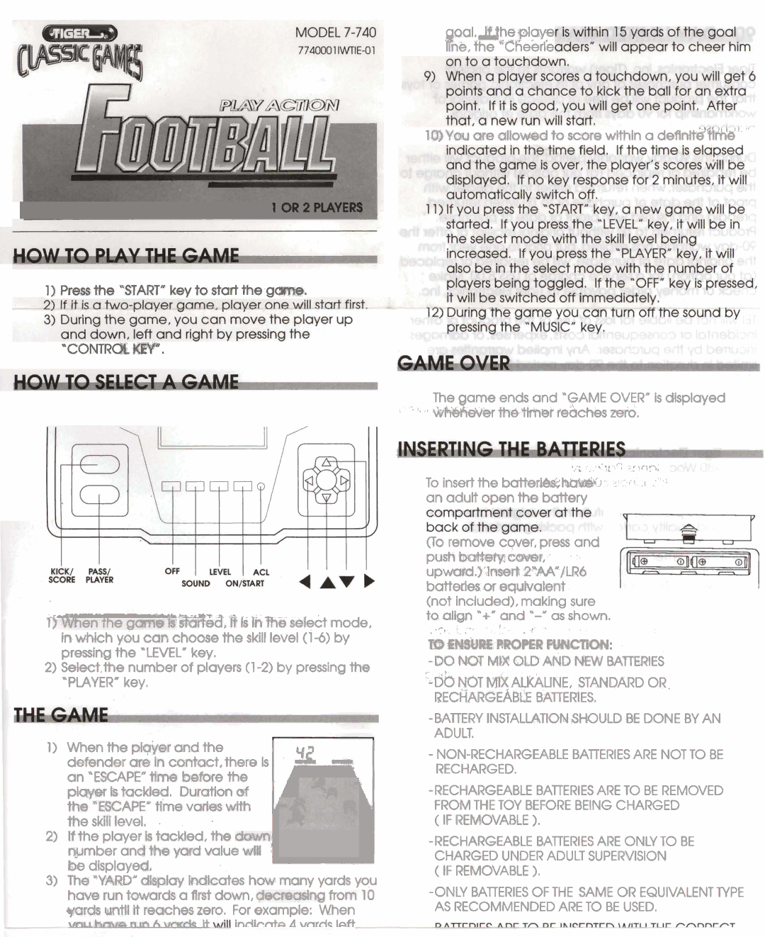 Hasbro 7-740 manual REC&RGEAB& Batteries 