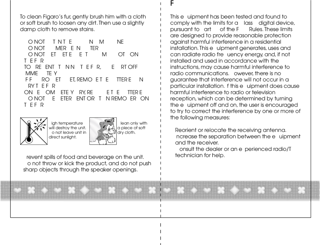 Hasbro 70079/70077 instruction manual Cleaning Instructions, FCC Statement 