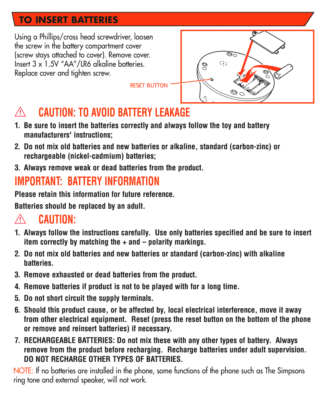 Hasbro 70236 manual Important Battery Information, To Insert Batteries 