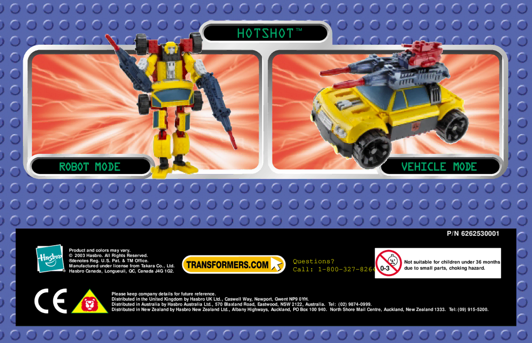 Hasbro 7055 manual Hotshot 