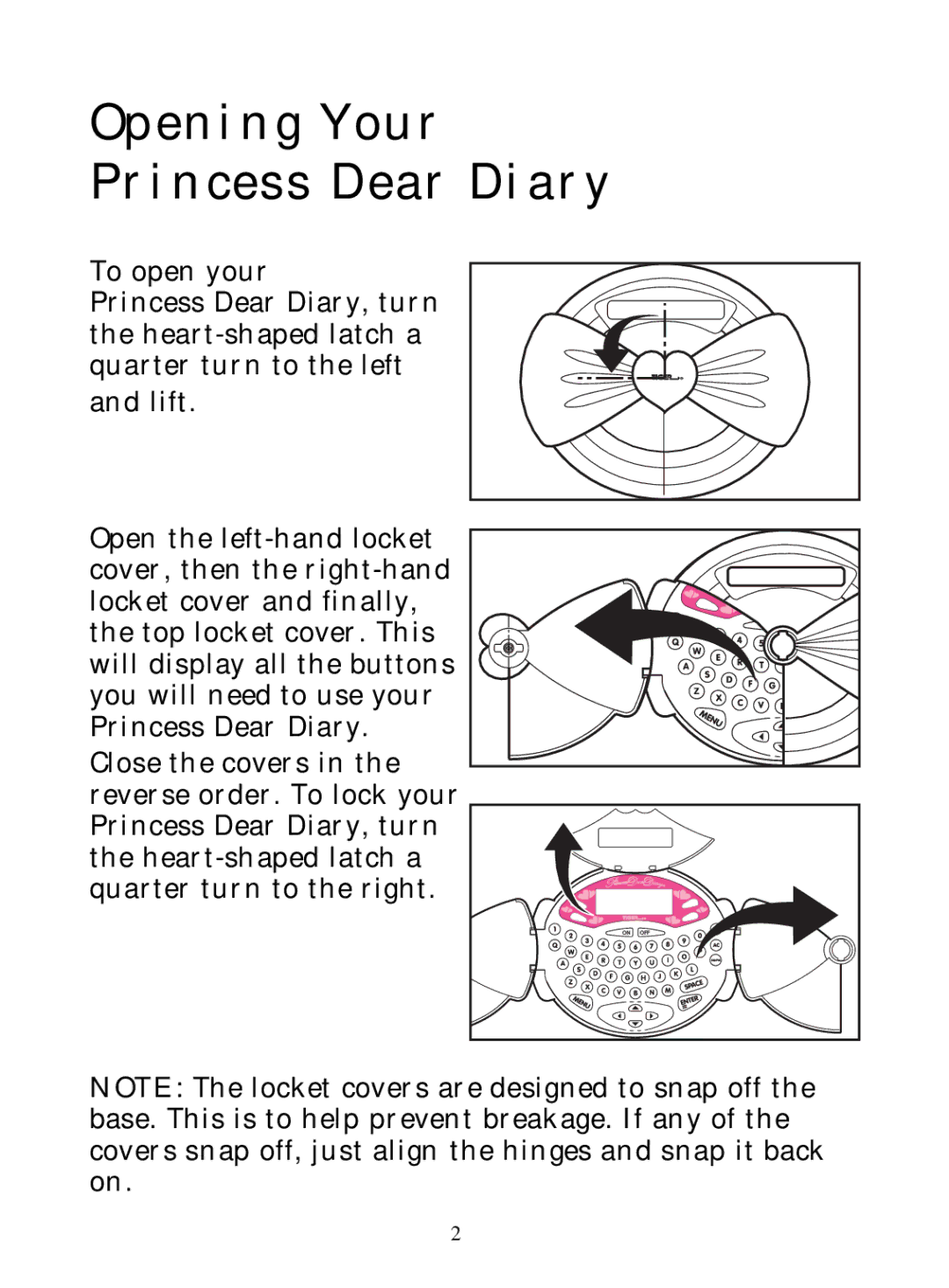 Hasbro 71-554 warranty Opening Your Princess Dear Diary 