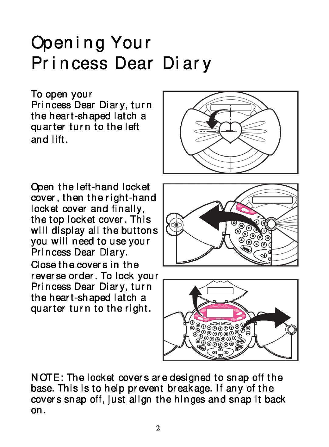 Hasbro 71-554 warranty Opening Your Princess Dear Diary 