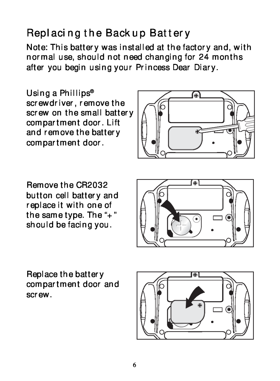 Hasbro 71-554 warranty Replacing the Backup Battery 