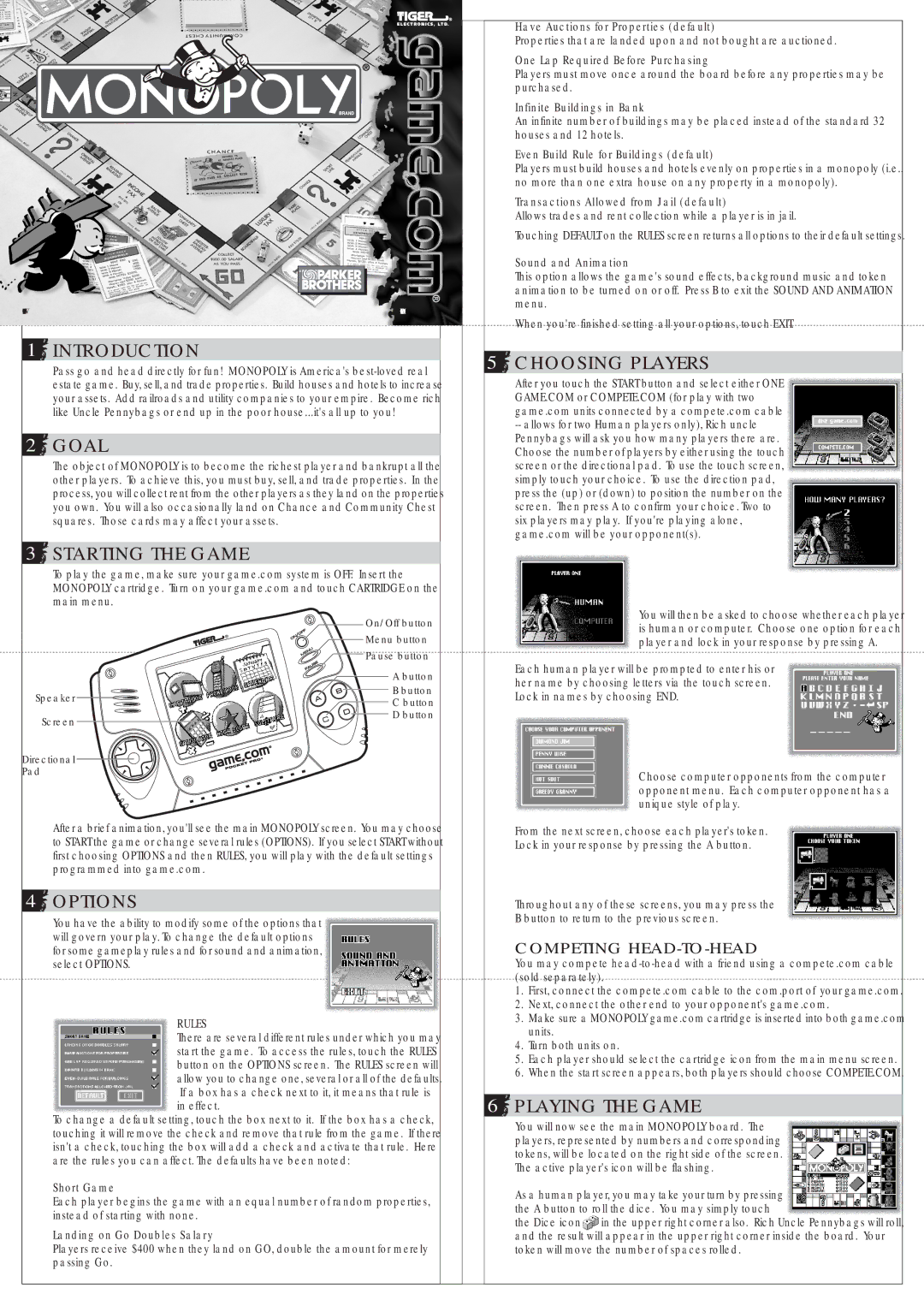 Hasbro 71-752 manual Introduction, Goal, Starting the Game, Options, Choosing Players, Playing the Game 